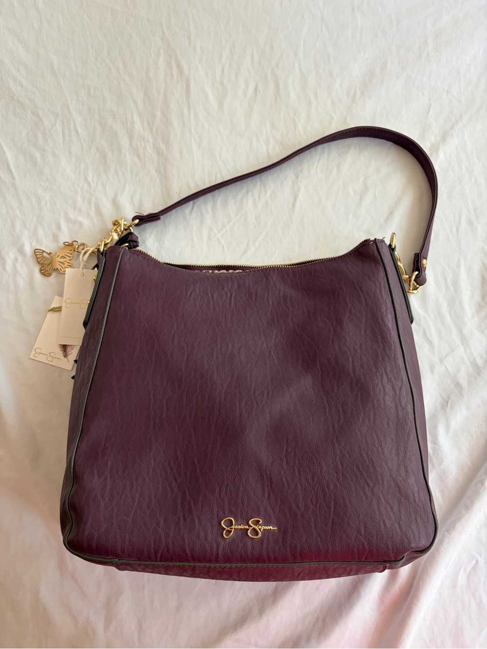 Jessica Simpson Daphne Faux Leather Hobo Handbag, Pinot Noir